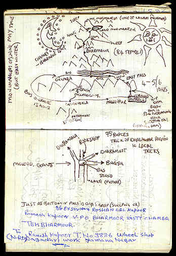 Notebook Map of McLeod Ganj, Himalayas...